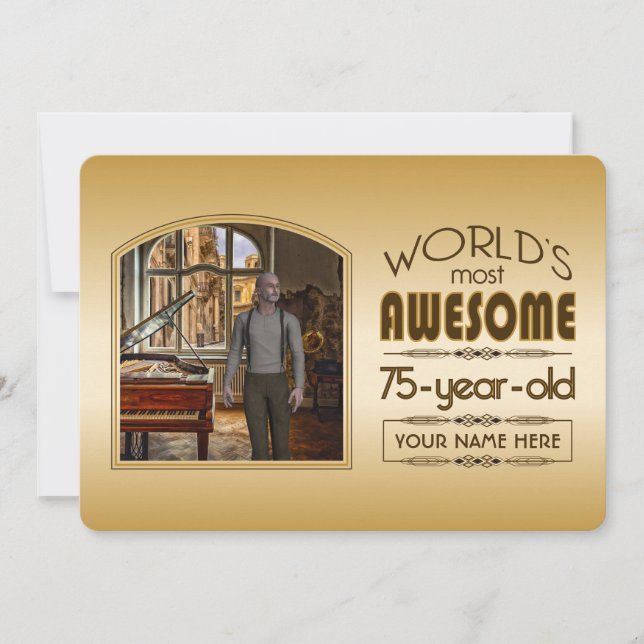 Invitation Gold 75th Birthday World's Best Custom Photo Frame (Devant)