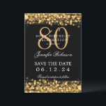 Invitation Gold 80th Birthday Enregistrer la date<br><div class="desc">Elégant design "80th Birthday Party" avec Gold String Lights et nom personnalisé et détails texte. Facile à utiliser et facile à personnaliser. Commandez aujourd'hui !</div>