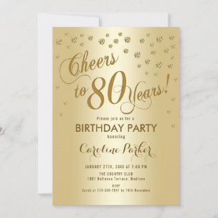 Invitation Gold 80th Birthday Party