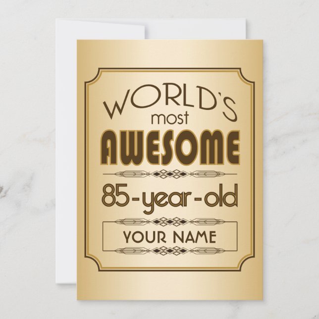 Invitation Gold 85th Birthday Celebration World Best Fabulous (Devant)