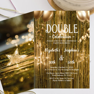 Invitation Gold Adulte double Joint Anniversaire