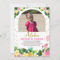 Gold Aloha Floral Flamant rose Arc Photo 1er anniv