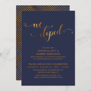 Invitation Gold and Navy Nous avons célébré la fête post-Mari