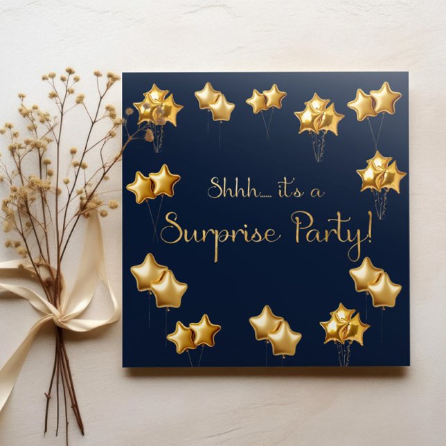 Invitation Gold and Navy Surprise 50e anniversaire (Blue and gold birthday party invitations)