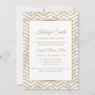 Invitation Gold and White Trunk Party "Off To Coll