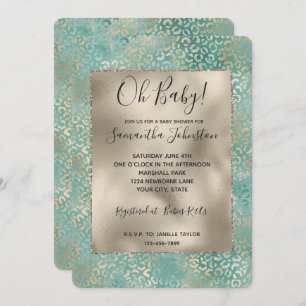 Invitation Gold Aqua Turquoise Turquoise Glam Empreinte de lé