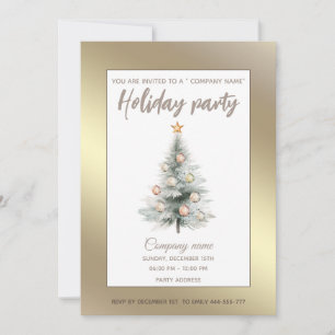 Invitation Gold aquarelle sapin de Noël