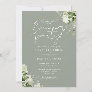 Invitation Gold Arch Floral Sage Green Mariage Soirée