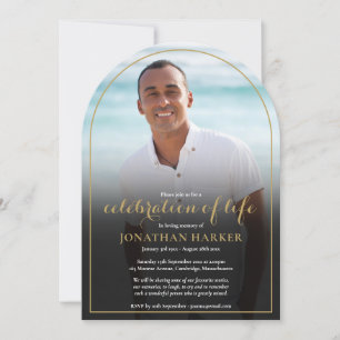 Invitation Gold Arch Funeral Photo Celebration of Life