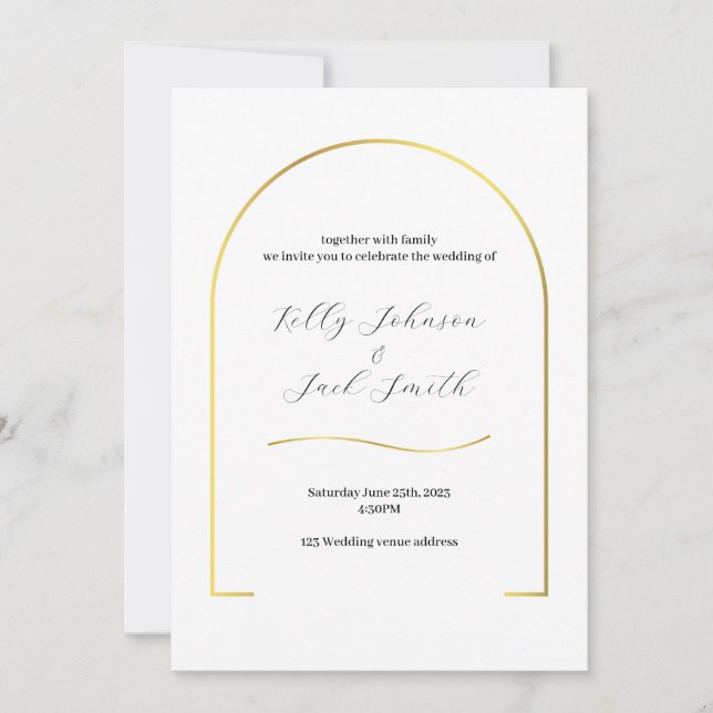 Invitation Gold Arch Mariage moderne (Devant)