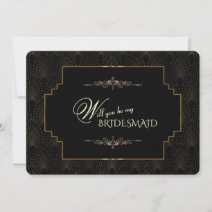 Invitation Gold Art Déco 1920 Be My Bridesmaid