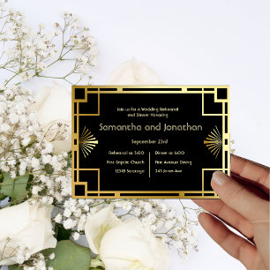 Invitation Gold Art déco classique sur répétition Vintage noi