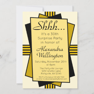 Invitation Gold Art Deco Surprise Party Anniversaire