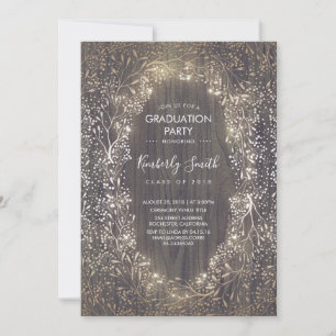 Invitation Gold Baby's Breath Rustic Country Graduation Party