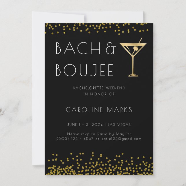 Invitation Gold Bach et Boujee Bachelorette (Devant)