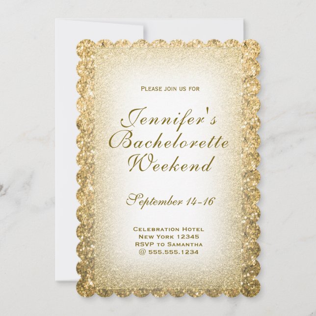 Invitation Gold Bachelorette Weekend Party (Devant)