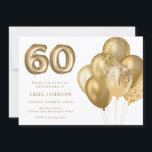 Invitation Gold Balloons 60e fête d'anniversaire<br><div class="desc">Gold Balloons 60th Birthday Party Invitation Voir la collection correspondante dans Niche & Nest Store</div>