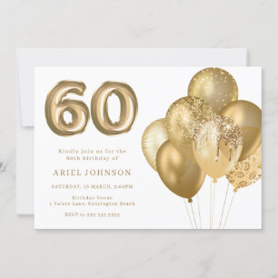 Invitation Gold Balloons 60e fête d'anniversaire