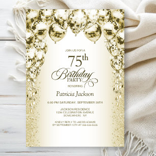 Invitation Gold Balloons 75e fête d'anniversaire