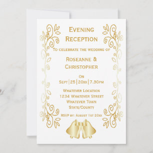 Invitation Gold Bells Scrollwork Mariage Réception
