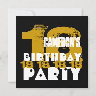 Invitation GOLD BLACK 18e fête d'anniversaire 18 ans V10A