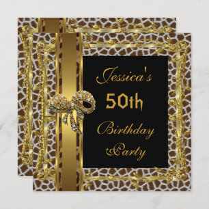 Invitation Gold Black 50e Anniversaire Animal Wild Elegant 3