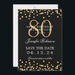 Invitation Gold Black 80th Birthday Enregistrer la date Confe<br><div class="desc">Elégant design "80th Birthday Party" avec faux confetti de parties scintillant et texte de détails. Facile à utiliser et facile à personnaliser. Commandez aujourd'hui !</div>