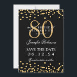 Invitation Gold Black 80th Birthday Enregistrer la date Confe<br><div class="desc">Elégant design "80th Birthday Party" avec faux confetti de parties scintillant et texte de détails. Facile à utiliser et facile à personnaliser. Commandez aujourd'hui !</div>