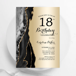 Invitation Gold Black Agate 18e anniversaire