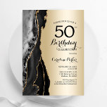 Invitation Gold Black Agate 50e anniversaire<br><div class="desc">Gate noir et or 50e anniversaire invitation de fête. Design élégant et moderne avec arrière - plan de géométrie en marbre de pierre de pierre, or de parties scintillant faux et police de script de typographie. Carte invitation branchée parfaite pour une célébration anniversaire féminine élégante. Invitations Zazzle imprimées ou téléchargement...</div>