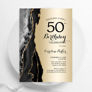 Invitation Gold Black Agate 50e anniversaire