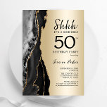 Invitation Gold Black Agate Surprise 50e anniversaire<br><div class="desc">L'agate noir et or surprend l'invitation de fête de 50e anniversaire. Design élégant et moderne avec arrière - plan de géométrie en marbre de pierre de pierre, or de parties scintillant faux et police de script de typographie. Carte invitation branchée parfaite pour une célébration anniversaire féminine élégante. Invitations Zazzle imprimées...</div>