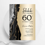 Invitation Gold Black Agate Surprise 60e anniversaire<br><div class="desc">Gate noir et or surprise 60e anniversaire invitation fête. Design élégant et moderne avec agate marbre arrière - plan,  fausse parties scintillant or et typographie script. Carte invitation branchée parfaite pour une célébration anniversaire féminine élégante. Invitations Zazzle imprimées ou téléchargement instantané modèle imprimable numérique.</div>