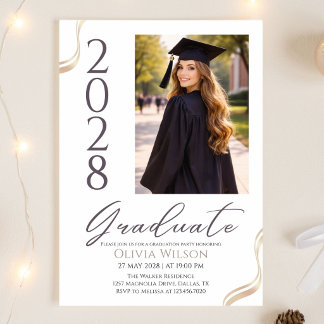 Invitation Gold Black and White Elegant Graduation