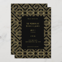 Gold & Black Art Deco Bold Retro Mariage de glam