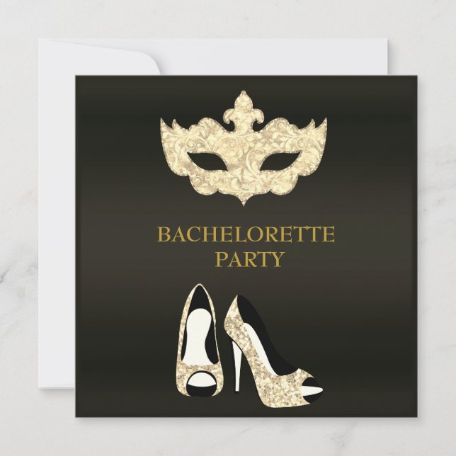 INVITATION GOLD BLACK BACHELORETTE MASQUERADE PARTI (Devant)