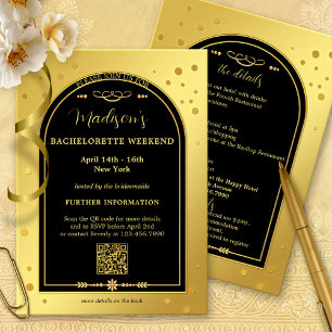 Invitation Gold Black Bachelorette Week-end Itinéraire