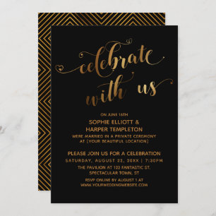 Invitation Gold Black Celebrate avec nous Post-Mariage Event