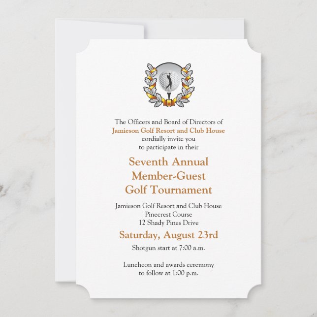 Invitation Gold Black Corporate Golf Tournament (Devant)