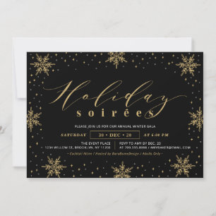 Invitation Gold & Black Corporate Holiday Soiree Party