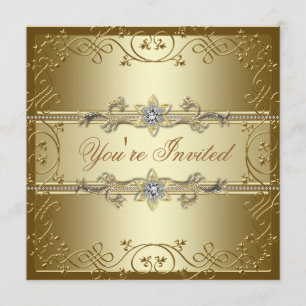 Invitation Gold Black Cravate Party