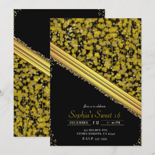 Invitation Gold & Black Elegant Glam Sweet 16 Party
