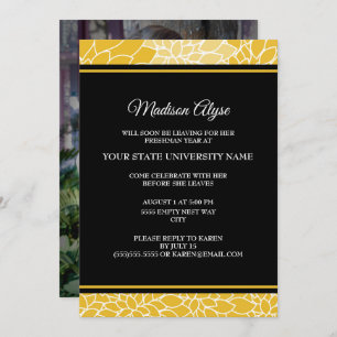 Invitation Gold Black Floral College Trunk Party Photo Invita