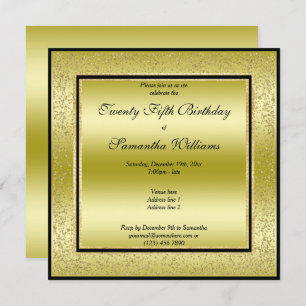Invitation Gold & Black, Gold Parties scintillant Frame Anniv