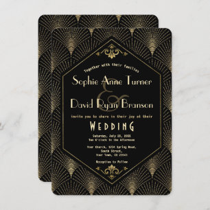 Invitation Gold Black Great Gatsby Vintage Art Déco Mariage