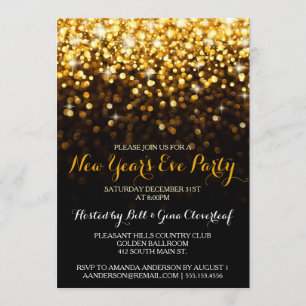Invitation Gold Black Hollywood Glam fête de la Saint-Sylvest