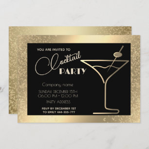 Invitation Gold Black luxe cocktail de vacances