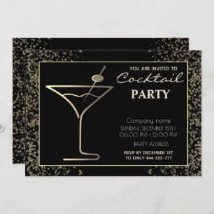 Invitation Gold Black luxe cocktail de vacances