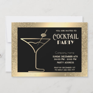 Invitation Gold Black luxe cocktail de vacances