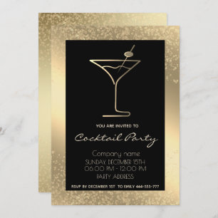 Invitation Gold Black luxe cocktail de vacances